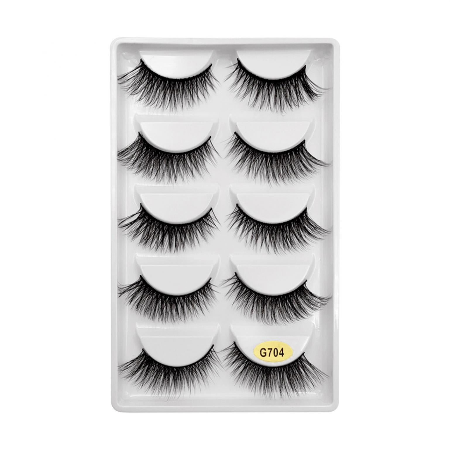 QISIWOLE 5 Pairs Natural False Eyelashes Handmade Eyelashes Full Cover