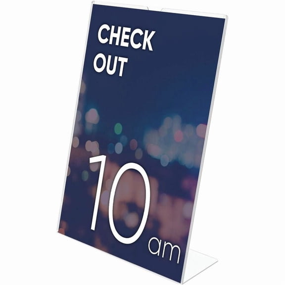 deflecto Superior Image Slanted Desk Sign Holder, Plastic, 8 1/2 x 11 Insert, Clear