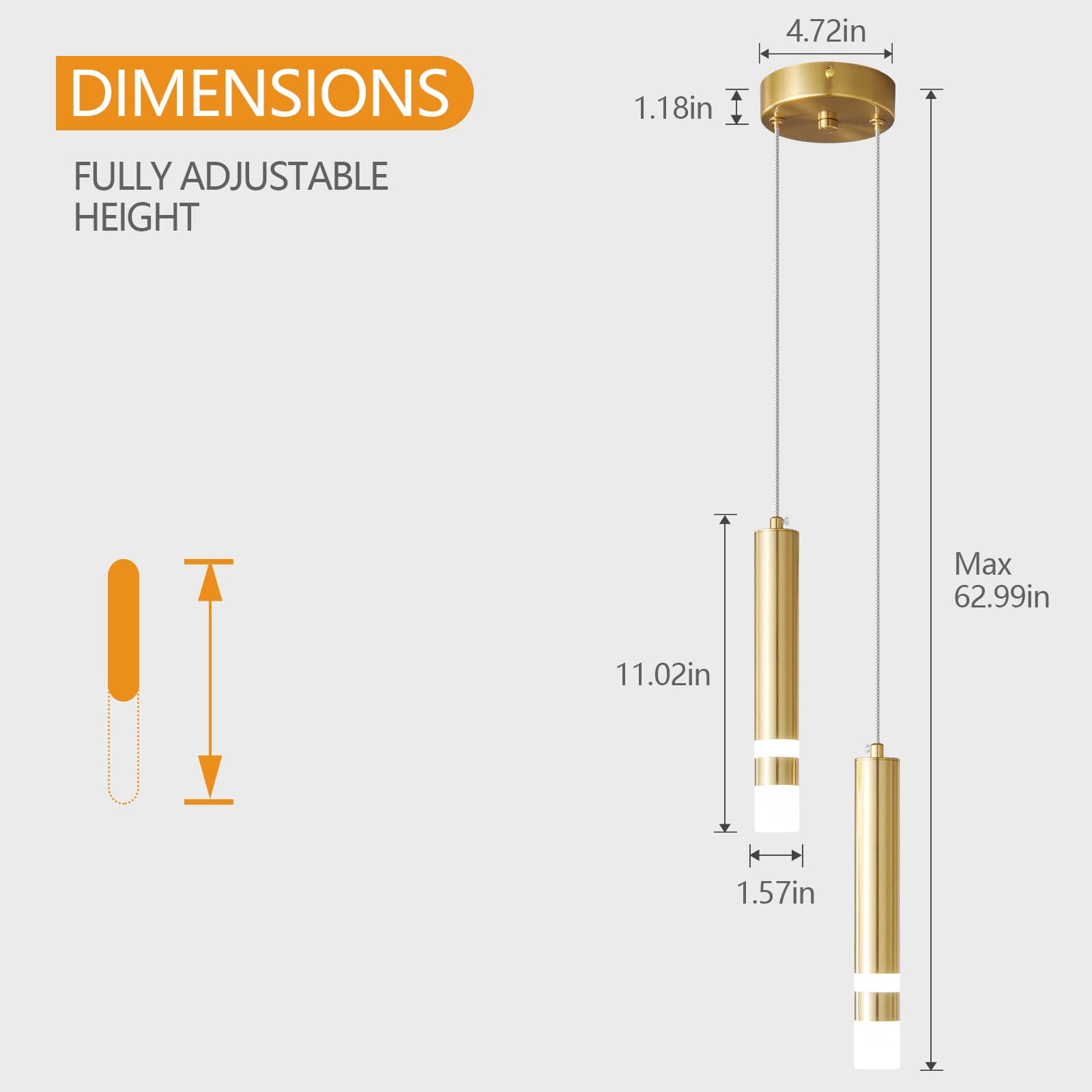 ZHLWIN 2-Light Modern Pendant Light Kitchen Fixture Dimmable LED Gold Mini Pendant Lighting fo Kitchen Island Bedroom Bedside Table Small Pendant Lights