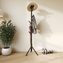 Home Design Houma Solid Wood Freestanding 8-Hook Coat Rack, Cappuccino – Entryway, Hallway, Bedroom Organizer for Jackets & Hats