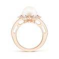 thumbnail image 2 of Angara Freshwater Cultured Pearl and Diamond Ring with Floral Halo in 14K Rose Gold for Women | June Birthstone Jewelry for Her, 2 of 5