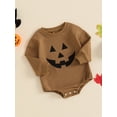 thumbnail image 3 of Suealasg Newborn Baby Boys Girls Halloween Clothes Long Sleeve Pumpkin Print Sweatshirt Romper Bodysuit Jumpsuits 3 6 12 18 Months Infant Fall Playsuit, 3 of 7
