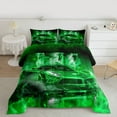 thumbnail image 2 of Feelyou Racing Car Green Bedding Comforter Set for Teens, Speed Sports Game Twin Comforter Sets, Rustic Horse Animal Reversible Bedding Set, Ultra Soft Bedroom Decor, 2pcs, 2 of 8
