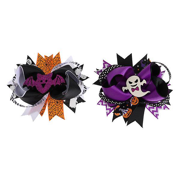 2 piezas de lazos para el cabello XCF con decoración de Halloween color surtido