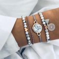 thumbnail image 1 of Conjunto de 4 pulseras con borlas - Pulsera de mármol blanco con corazón - Cadena de mano ajustable con cuentas para mujeres y niñas JFHHH pequeña, 1 of 5