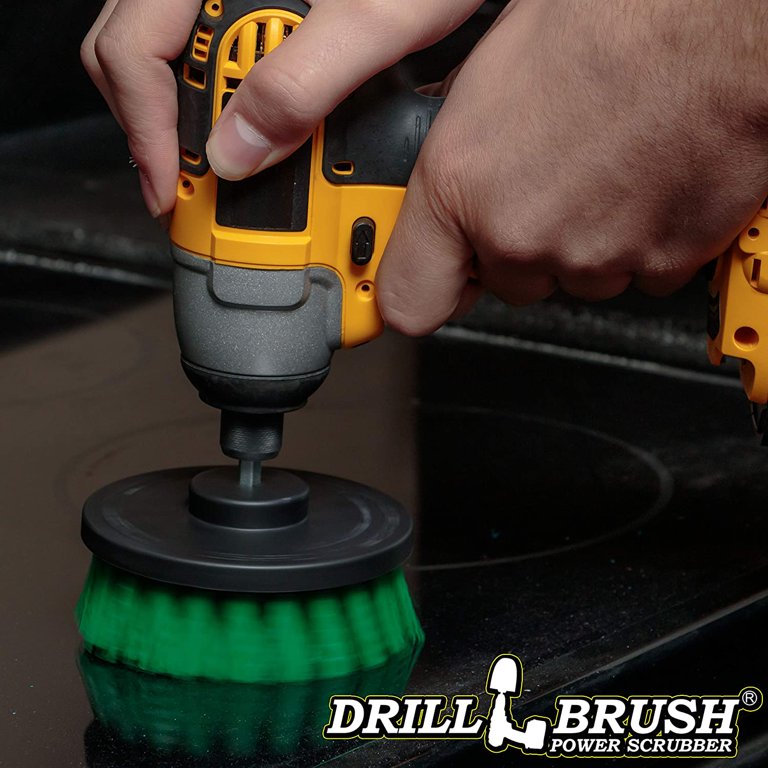 Drillbrush Power Drill Attachment Scrub and Cleaning Brush for Cleaning  Bathroom 2in-Lim-Yellow-Short-QC