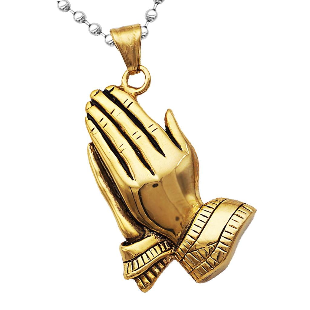 Details about   Sterling Silver Praying Hand Icy Diamond Pendant 