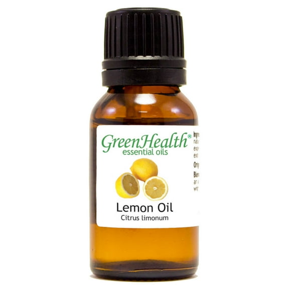 Lemon Essential Oil - 1/2 fl oz (15 ml) Glass Bottle w/ Euro Dropper - 100% Pure Essential Oil by GreenHealth