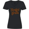 thumbnail image 3 of Inktastic Thankful and Blessed Women's V-Neck T-Shirt, 3 of 5
