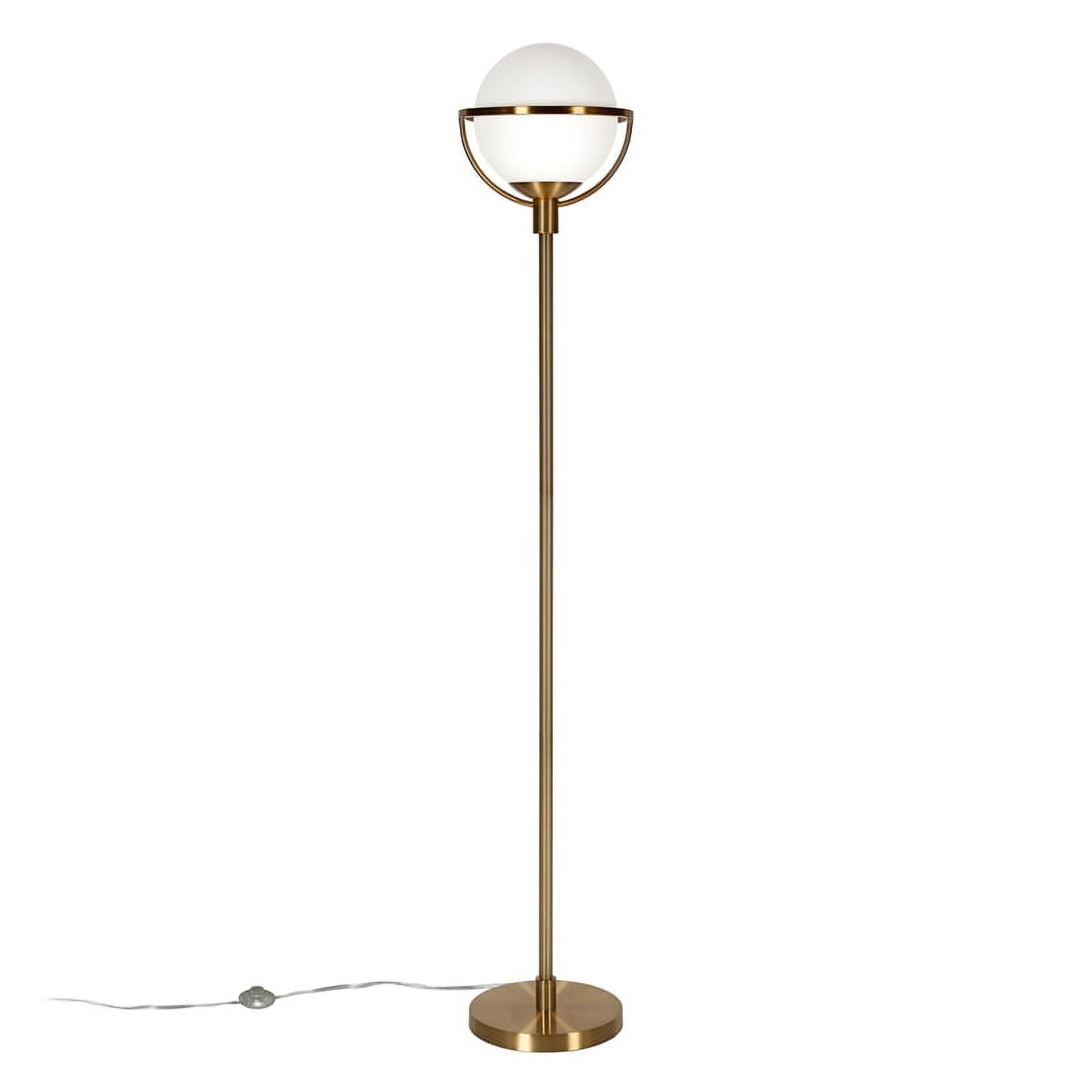 Evelyn&Zoe Cieonna Globe & Stem Floor Lamp with Glass Shade in Brass/White