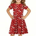 thumbnail image 2 of 4-14 Years Girls Dresses Kids 3D Print Dress Casual Short Sleeve for Princess Summer A-line Party Dresses Red A 11-12 Years, 2 of 5