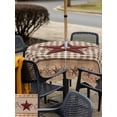 thumbnail image 4 of Outdoor Tablecloth with Umbrella Hole and Zipper, Texas Star Vintage Square Table Cloth 60x60 Inch Waterproof Tablecloth, Brown Checkered Berry Farmhouse Picnic Table Cover for Patio Camping, 4 of 7
