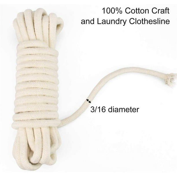 Craft Rope 1/4 INCH Braided Rope Cotton Rope 65 Feet Clothesline All  Purpose Braided Cord for DIY Rope Basket/Mat as Candle Replacement Wick  Self Watering Rope for Potted Plants (6MM, 65 Feet) 