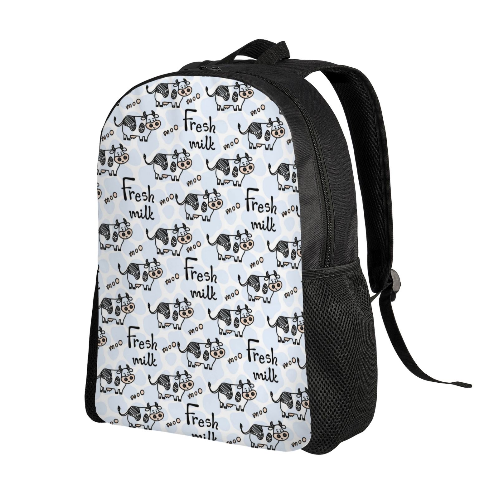 Horeoi Cow With Fresh Milk Print Waterproof 600D Oxford Laptop Backpack for School Travel Work - Lightweight Durable Bag with Adjustable Straps