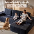 thumbnail image 6 of Vcatnet 114.6" Modular Sectional Sofa Couch, Modern Corduroy Cloud Sofa Couch, Oversized L Shaped Couch with Chaise for Living Room, No Assembly Required, Blue, 6 of 11