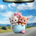 Cute Cartoon Pendant Teacup Cat Pattern Car Pendant Home Window Wall