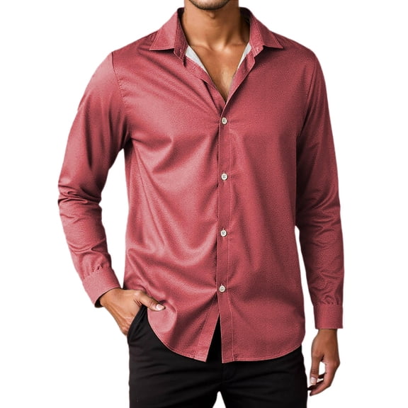 Mens Big and Tall Linen T-Shirts, Long Sleeve Shirts for Men Summer Casual Lightweight Solid Color Lapel Button Down Dressy Blouses