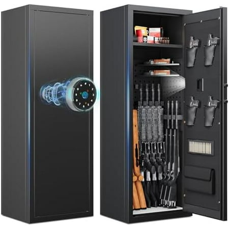 10-15 Gun Safe Gun Safe for Rifles and Pistols Large Rifle Safe Biometric Gun Safe Fingerprint Gun Safe for Rifles and Password Lock Gun Cabinet for Home with Adjustable Shelves