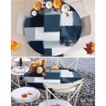 thumbnail image 3 of Round Tablecloth Abstract Vintage Elastic Edge Fitted Art Oil Painting Pigment Plastic Table Cover,Waterproof Oil Proof for Dinner,Outdoor, Picnic, 55"- 60" DIA Tables Navy Blue, 3 of 8