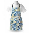 thumbnail image 3 of Yellow and Blue Apron Mosaic Portuguese Azulejo Mediterranean Arabesque Effect, Unisex Kitchen Bib Apron with Adjustable Neck for Cooking Baking Gardening, Violet Blue Mustard White, by Ambesonne, 3 of 3