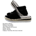 thumbnail image 7 of 1 Pair Women Summer Slippers Thick Sole Anti-skid Wear-resistant Bow Decor Contrast Color Plus Size Low Wedge Braided Vacation Beach Sandals, 7 of 7