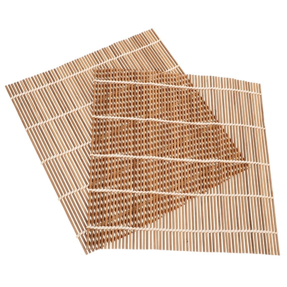 Masteelf Light Brown Bamboo Sushi Mat Set for Home Use with NonStick Design and Elegant Kitchen Decor 2pcs
