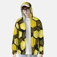 thumbnail image 4 of Kll Geometric Pattern With Bee Print Men'S Women’s Upf 50+ Sun Protection Outdoor Hoodie Jacket Long Sleeve Fishing Hiking Performance Shirt- 3x-Large, 4 of 8