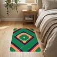 thumbnail image 3 of ODIKA 2'x3' Washable Throw Rug Diamond Sport Design With Bold Pennant Border Accents Baseball Field Refined for Hallway, Study Room, Non-Slip Low Profile, Flatwoven, 3 of 7