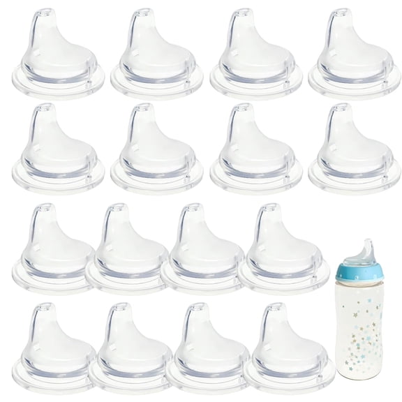 XIRQI 16Pcs Replacement Silicone Spout Compatible with Active&Learner Cups,Clear Silicone Dishwasher Safe No Spill Bpa Free Nipple Replacement Spouts