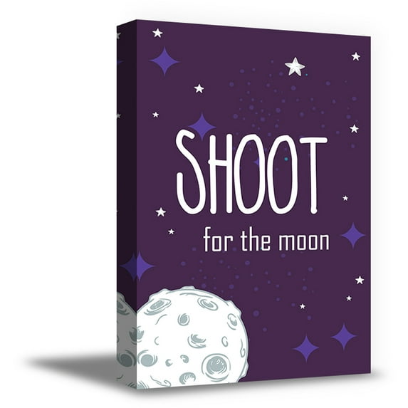 Awkward Styles Space Canvas Print Ready to Hang Picture Nursery Room Wall Art Kids Room Decor Shoot for the Moon Quotes for Kids Art Newborn Baby Room Wall Decor Space Wallpapers Made in USA