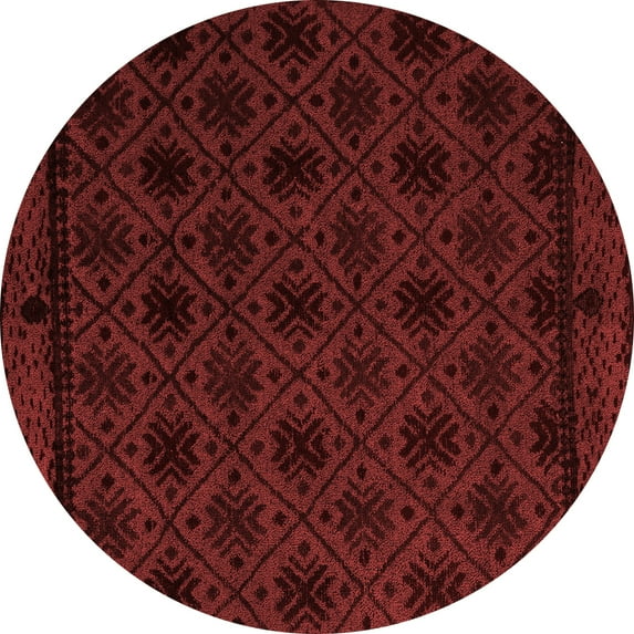 Ahgly Company Indoor Round Abstract Red Modern Area Rugs, 5' Round