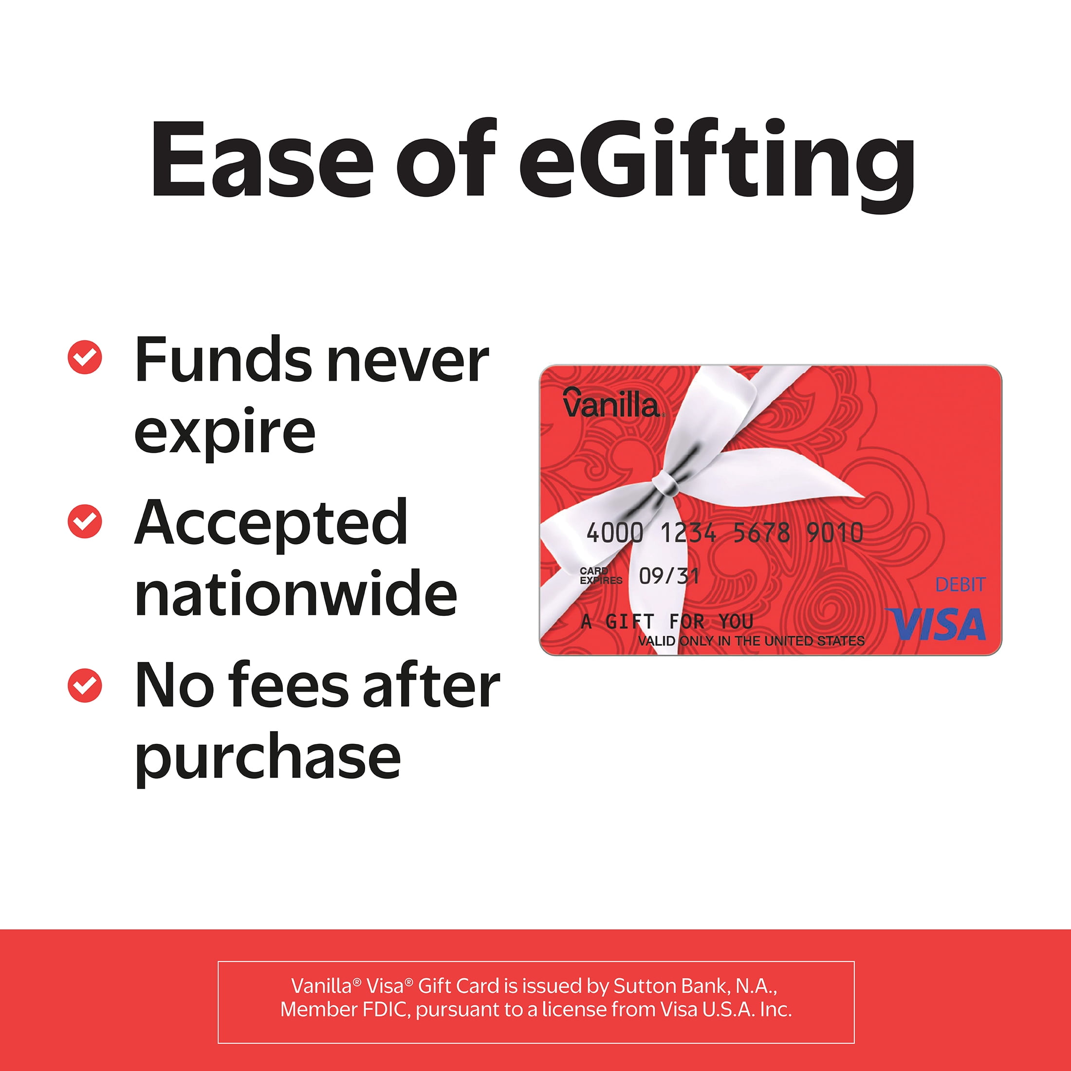 Vanilla® Visa® $100 Red Swirl eGift Card (Plus $5.84 Purchase Fee) [Email Delivery]