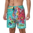 thumbnail image 2 of Gaeub Cartoon Map Of Europe Mens Swim Trunks Stretch Beach Shorts Quick Dry for Men Swim Shorts Swimwear with Pockets- Small, 2 of 9