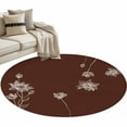 thumbnail image 6 of Brown White Floral Round Rug 3ft Washable Circle Entryway Rugs Non Slip Abstract Art Summer Botanical Area Rug Indoor Floor Carpet for Bedroom Kitchen Living Room Home Office Dining Room Nursery, 6 of 8