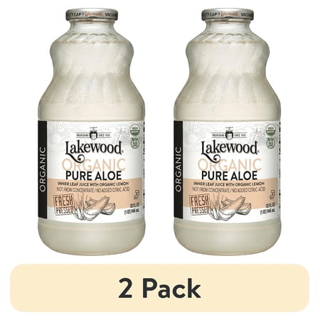 (2 pack) Lakewood Organic Fresh Pressed Aloe Vera Juice With Lemon 32 fl oz