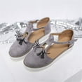 thumbnail image 2 of Anuirheih Summer Tassel Baotou Hollow T-shaped Shoes Suede Buckle Sandals Sandals Women (Gray), 2 of 3
