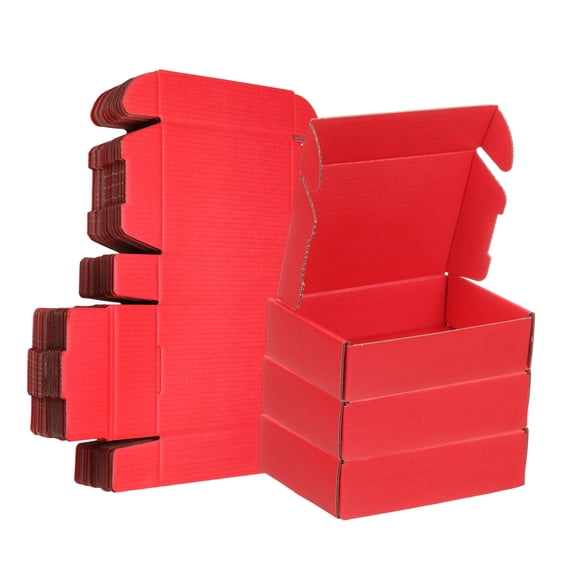 6 x 4 x 1.6 Inch Shipping Boxes, 30 Pack Color Corrugated Cardboard Box Cute Carton Boxes Literature Mailer for Mailing Packaging Small Business Gift Storage, Red