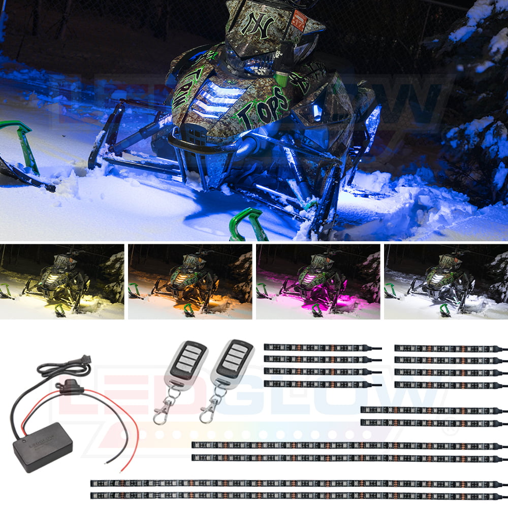 10pc LED 18-Color UnderGlow NEON Lighting Strip Kit For Arctic Cat Snowmobiles