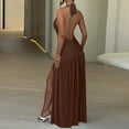 thumbnail image 6 of Kaemgyyd Cocktail Dresses for Women Fashion High Slit Backless Halter Party Dress Deep V Neck Ruched Club Maxi Dress, 6 of 6