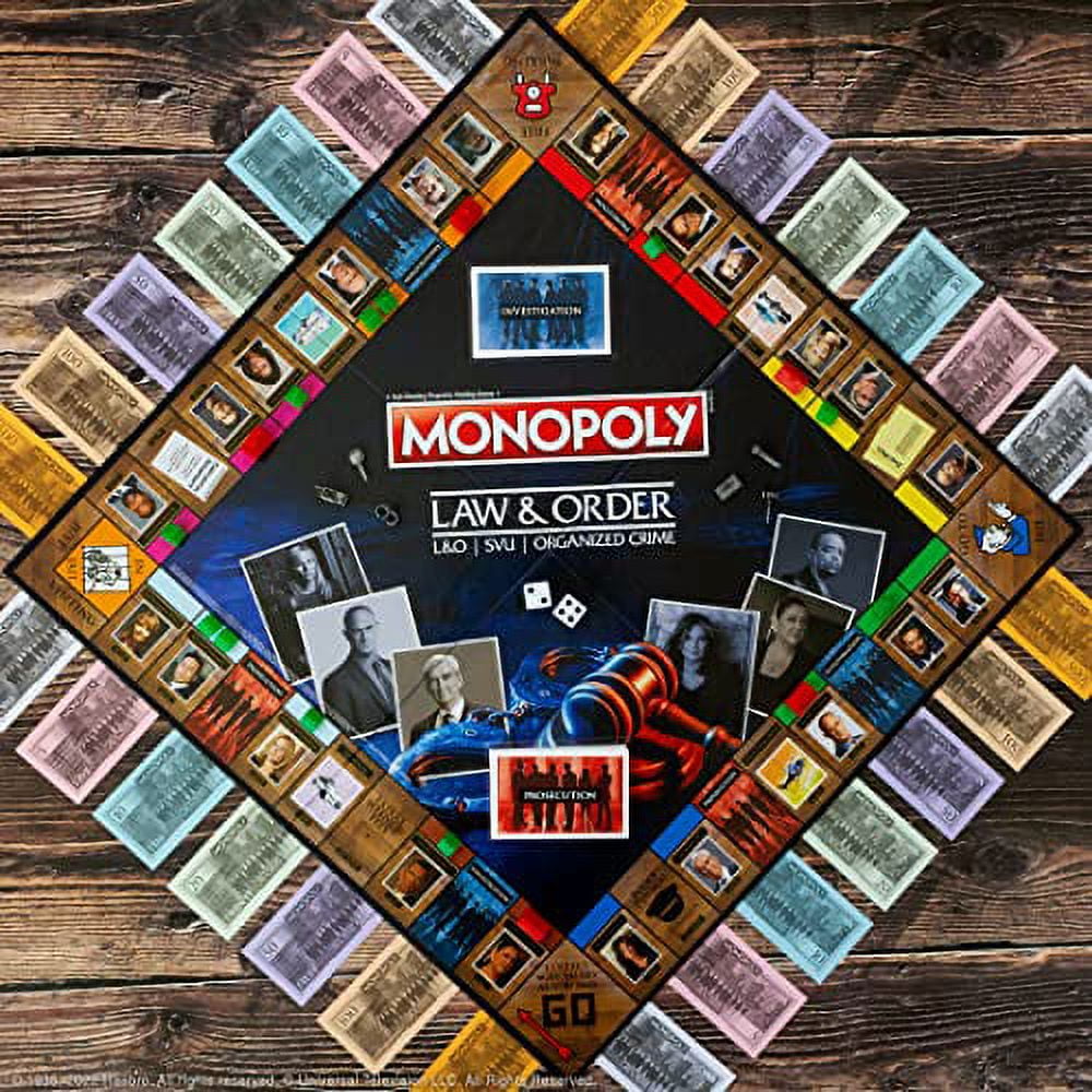 MONOPOLY: Law & Order | Buy, Sell, Trade Spaces Featuring Olivia Benson, Jack McCoy, Elliot Stabler, and more | Collectible Classic Monopoly Game | Officially-Licensed Law and Order Game & Merchandise