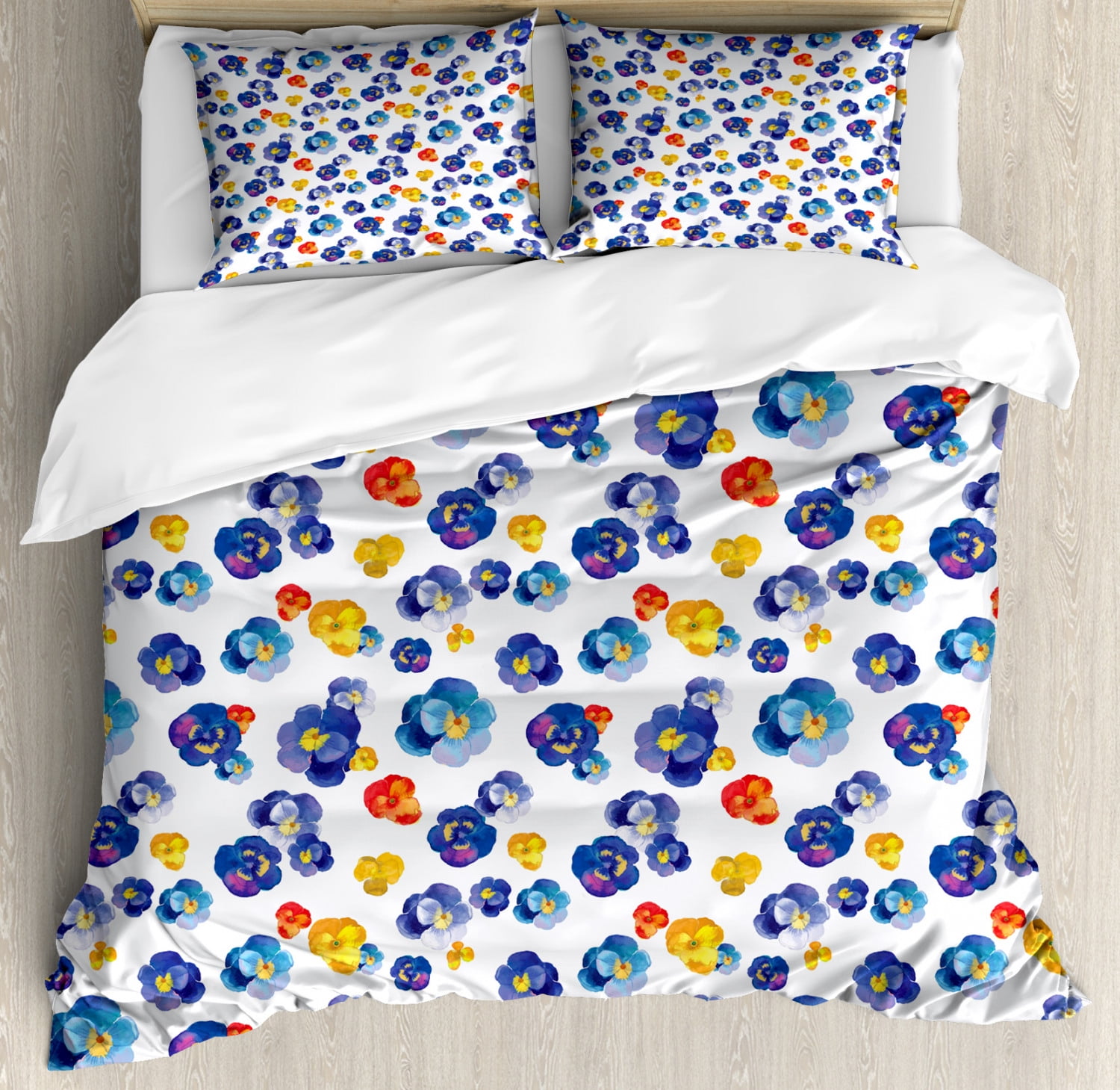 Flower Duvet Cover Set, Nature Botanic Design Colored Violet Floral