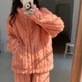 thumbnail image 2 of Invierno estilo coreano nuevo Jacquard algodón Color sólido ropa de dormir mujer Cable tejido Coral forro polar grueso ropa de casa Suitins, 2 of 5