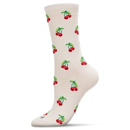 

MeMoi Cherries Bamboo Blend Crew Socks Marshmallow 9-11