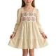 thumbnail image 4 of Vestido de Fiesta de la Niña Del Bebé de Manga Larga Bordada Floral, Falda Casual Cómoda para Niños, 4 of 9