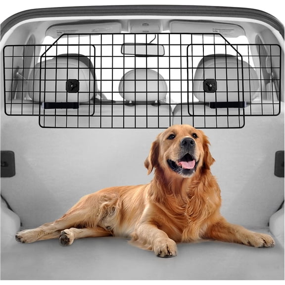 Dog Car Barrier for SUVs, Adjustable Large Pet Gate, Universal-Fit Divider Cargo Net, Heavy-Duty Wire Mesh Dog Barrier SUV, Van Vehicles Subaru Car Accessories Safety Travel, Standard Model