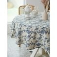 thumbnail image 5 of Verolix Blue Floral Round Tablecloth 60 Inch, Farmhouse Flower Polyester Table Cover for Dining Table Decor, 5 of 5