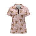 thumbnail image 6 of Whosucclay Cartoon Highland Cow & Daisy Floral Pattern Stretch Polo Shirts, Polyester Tennis Shirts Moisture Wicking Soft Women Short Sleeve Golf Shirts for Running Hiking Bowling Size Large, 6 of 10