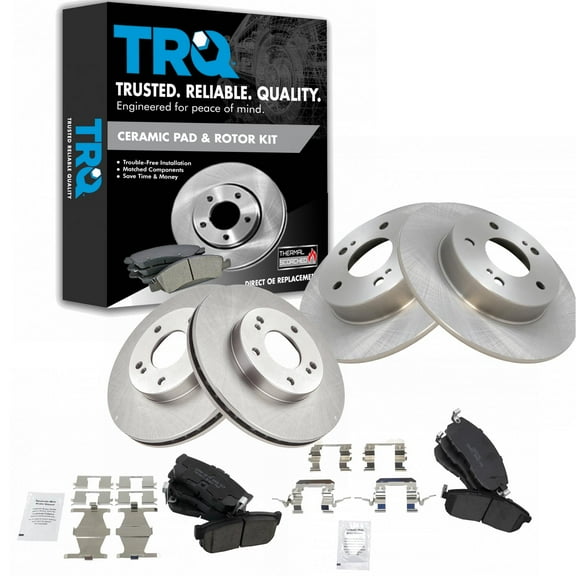 TRQ Front and Rear Brake Pad & Rotor Kit Brake Pads Brake Rotor Ceramic Fits Select 2000-2001 INFINITI I30 Nissan Maxima