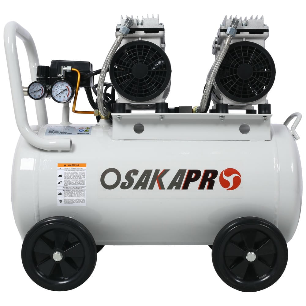 GVN 2.5 Hp Silent Air Compressor 13 Gallon, Oil-Free, Electric Shop Air Compressor Portable,Lightweight With Wheels, 70 Dba Noise Level,Light Gray