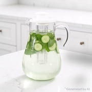Mainstays 3-Quart Plastic Water Pitcher with Lid and Removeable Rod for Ice Core, Clear